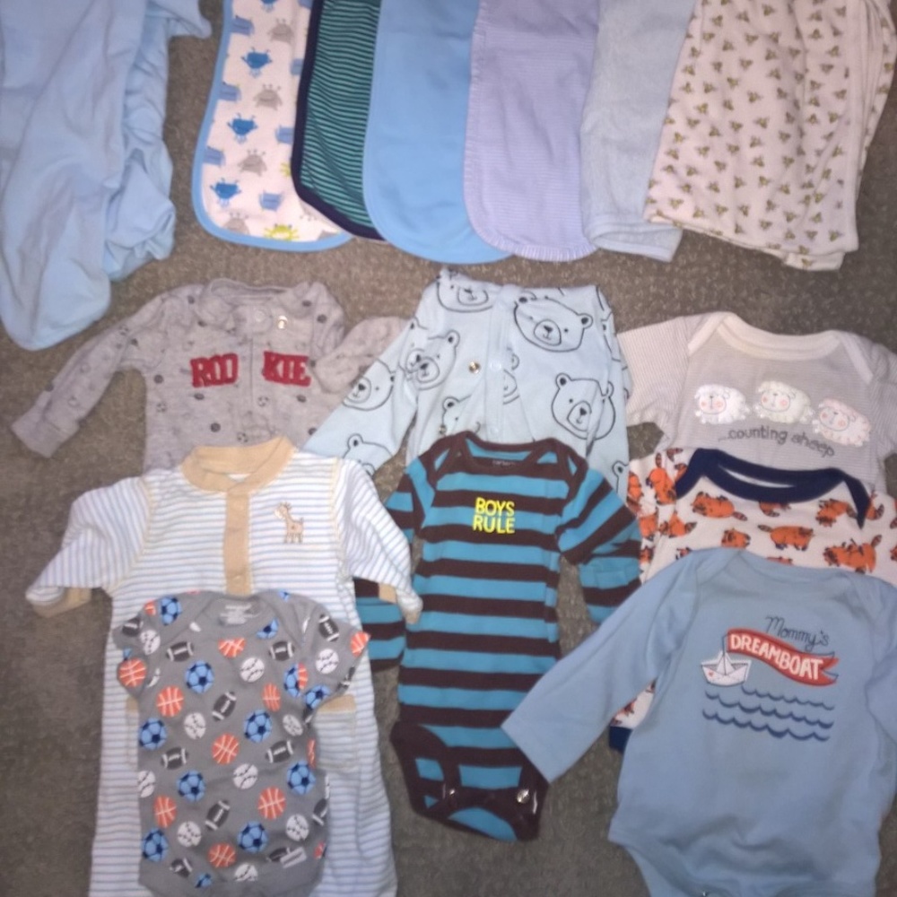 Newborn Baby Clothes/Burp Cloths Lot of 15